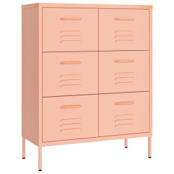 vidaXL Schubladenschrank Rosa 80x35x101,5 cm Stahl    