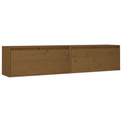 vidaXL Wandschränke 2 Stk. Honigbraun 80x30x35 cm Massivholz Kiefer