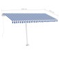 vidaXL Gelenkarmmarkise mit Pfosten 450x350 cm Blau & Weiß vidaXL Gelenkarmmarkise mit Pfosten 450x350 cm Blau & Weiß
