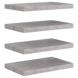 vidaXL Schweberegale 4 Stk. Betongrau 50x23x3,8 cm MDF 