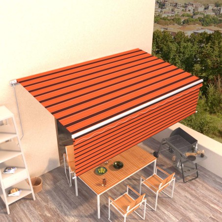 vidaXL Gelenkarmmarkise mit Rollo 5x3 m Orange & Braun