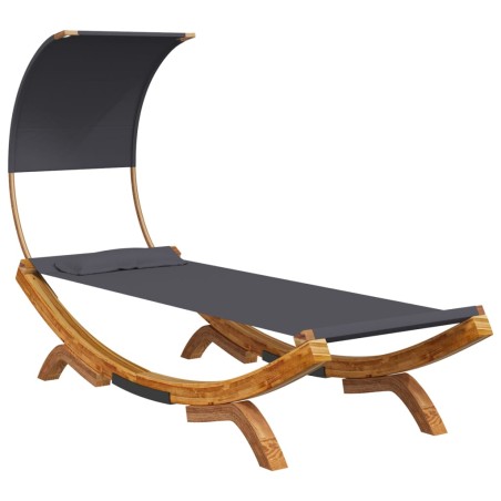 Loungebett mit Dach 100x200x126 cm Bugholz Massiv Anthrazit