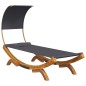 Loungebett mit Dach 100x200x126 cm Bugholz Massiv Anthrazit Loungebett mit Dach 100x200x126 cm Bugholz Massiv Anthrazit