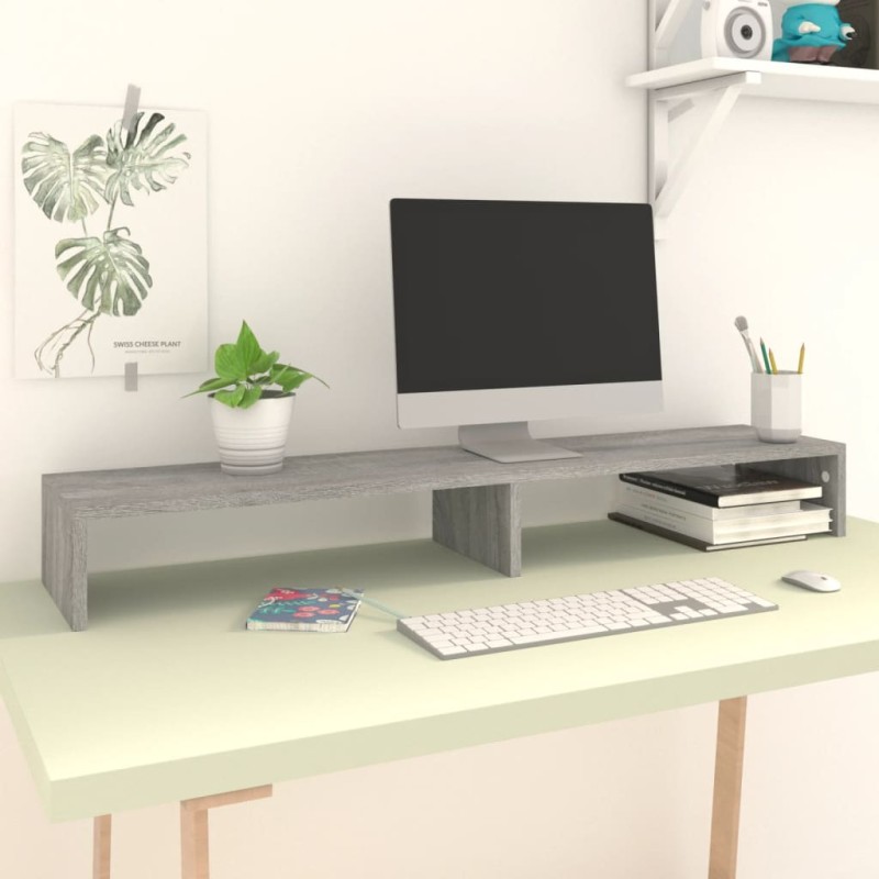 vidaXL Monitorständer Grau Sonoma 110x23,5x9 cm Holzwerkstoff vidaXL Monitorständer Grau Sonoma 110x23,5x9 cm Holzwerkstoff