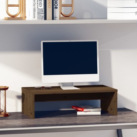 vidaXL Monitorständer Honigbraun 50x27x15 cm Massivholz Kiefer