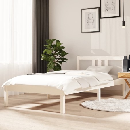 vidaXL Massivholzbett Weiß 90x190 cm