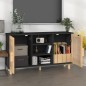 vidaXL Sideboard Schwarz 105x30x60 cm Massivholz Kiefer Natur-Rattan vidaXL Sideboard Schwarz 105x30x60 cm Massivholz Kiefer Natur-Rattan