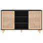 vidaXL Sideboard Schwarz 105x30x60 cm Massivholz Kiefer Natur-Rattan vidaXL Sideboard Schwarz 105x30x60 cm Massivholz Kiefer Natur-Rattan