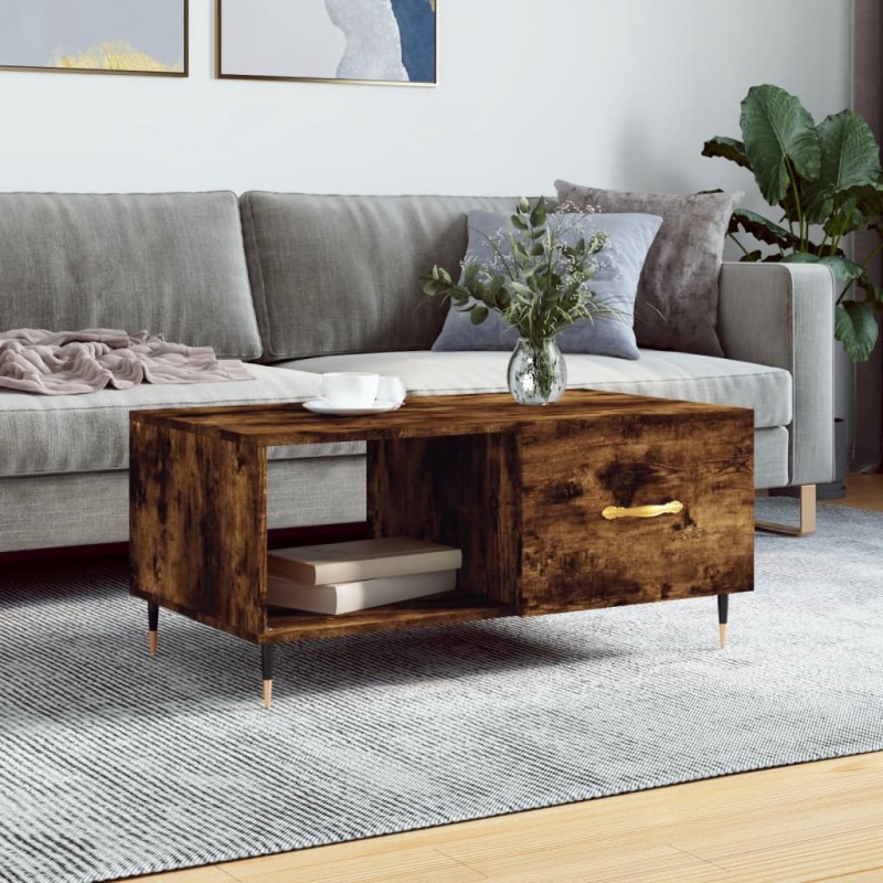 vidaXL Couchtisch Räuchereiche 90x50x40 cm Holzwerkstoff vidaXL Couchtisch Räuchereiche 90x50x40 cm Holzwerkstoff