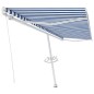 vidaXL Standmarkise Manuell Einziehbar 500x300 cm Blau/Weiß vidaXL Standmarkise Manuell Einziehbar 500x300 cm Blau/Weiß