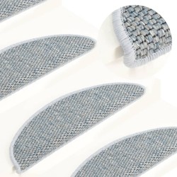 vidaXL Treppenmatten Selbstklebend Sisal-Optik 15 Stk. 65x21x4 cm Blau