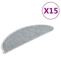 vidaXL Treppenmatten Selbstklebend Sisal-Optik 15 Stk. 65x21x4 cm Blau