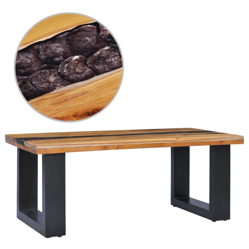 vidaXL Couchtisch 100 x 50 x 40 cm Massivholz Teak und Polyresin vidaXL Couchtisch 100 x 50 x 40 cm Massivholz Teak und Polyresin