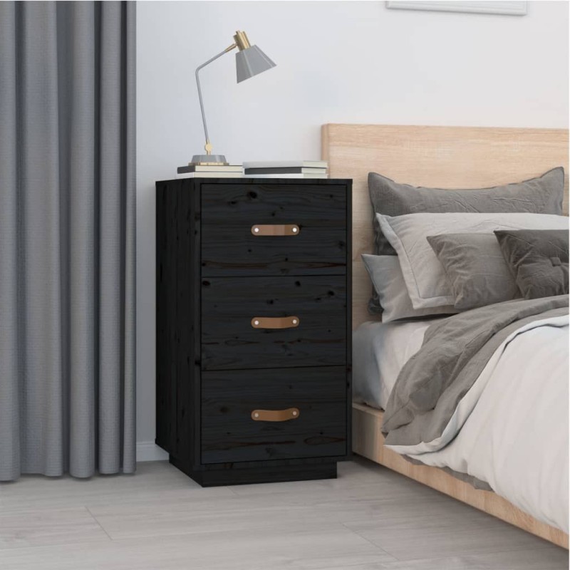 vidaXL Nachttisch Schwarz 40x40x75 cm Massivholz Kiefer vidaXL Nachttisch Schwarz 40x40x75 cm Massivholz Kiefer