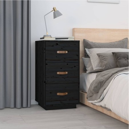 vidaXL Nachttisch Schwarz 40x40x75 cm Massivholz Kiefer