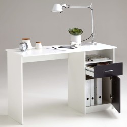 FMD Schreibtisch mit 1 Schublade 123×50×76,5 cm Weiß und Schwarz 