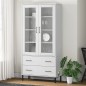 vidaXL Bücherschrank OSLO Metallbeine Weiß 85x35x172,5 cm Massivholz vidaXL Bücherschrank OSLO Metallbeine Weiß 85x35x172,5 cm Massivholz