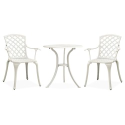 vidaXL 3-tlg. Bistro-Set Aluminiumguss Weiß