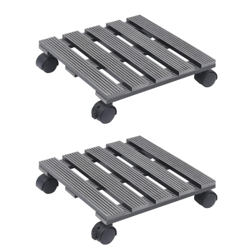 vidaXL Pflanzenroller 2 Stk. Grau 30x30x7,5 cm WPC vidaXL Pflanzenroller 2 Stk. Grau 30x30x7,5 cm WPC