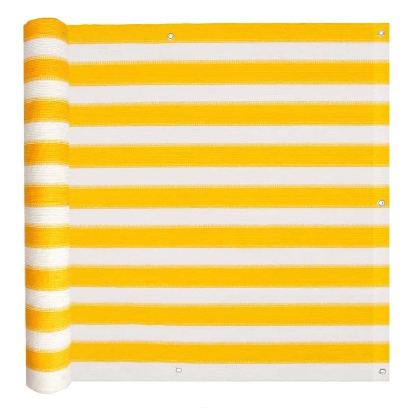 vidaXL Balkonschirm HDPE 75 x 400 cm Gelb und Weiß vidaXL Balkonschirm HDPE 75 x 400 cm Gelb und Weiß