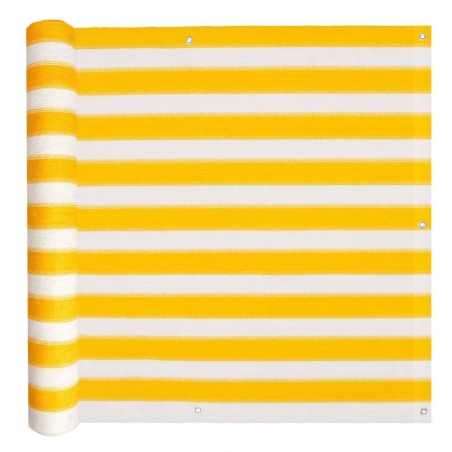 vidaXL Balkonschirm HDPE 75 x 400 cm Gelb und Weiß