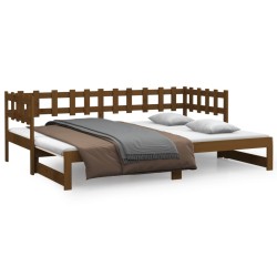 vidaXL Tagesbett Ausziehbar Honigbraun 2x(90x200) cm Massivholz Kiefer