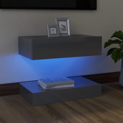 vidaXL TV-Schrank mit LED-Leuchten Hochglanz-Grau 60x35 cm