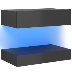vidaXL TV-Schrank mit LED-Leuchten Hochglanz-Grau 60x35 cm