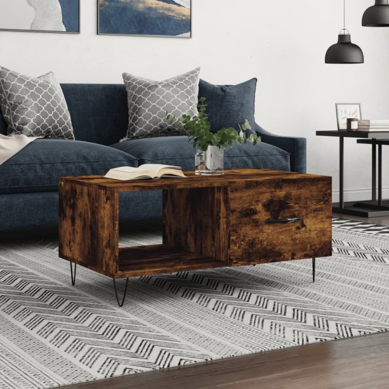vidaXL Couchtisch Räuchereiche 90x50x40 cm Holzwerkstoff vidaXL Couchtisch Räuchereiche 90x50x40 cm Holzwerkstoff