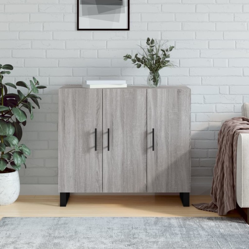vidaXL Sideboard Grau Sonoma 90x34x80 cm Holzwerkstoff vidaXL Sideboard Grau Sonoma 90x34x80 cm Holzwerkstoff