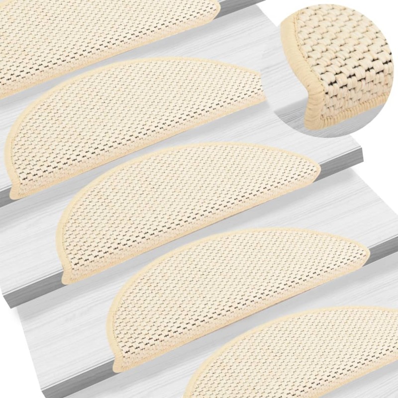 vidaXL Treppenmatten Selbstklebend Sisal-Optik 15 Stk. 56x17x3cm Creme vidaXL Treppenmatten Selbstklebend Sisal-Optik 15 Stk. 56x17x3cm Creme