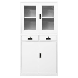 vidaXL Büroschrank Weiß 90x40x180 cm Stahl und Hartglas