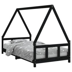 vidaXL Kinderbett Schwarz 90x190 cm Massivholz Kiefer