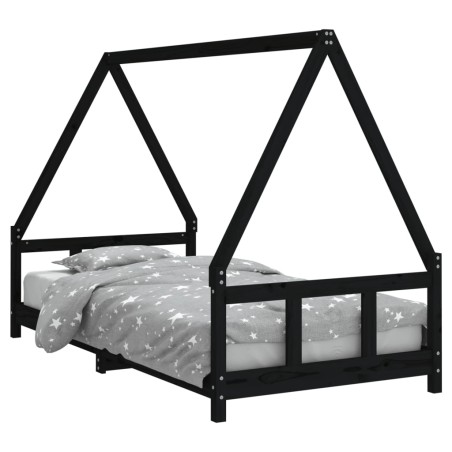 vidaXL Kinderbett Schwarz 90x190 cm Massivholz Kiefer