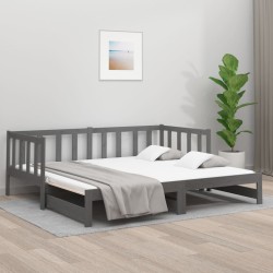 vidaXL Tagesbett Ausziehbar Grau 2x(90x190) cm Massivholz Kiefer