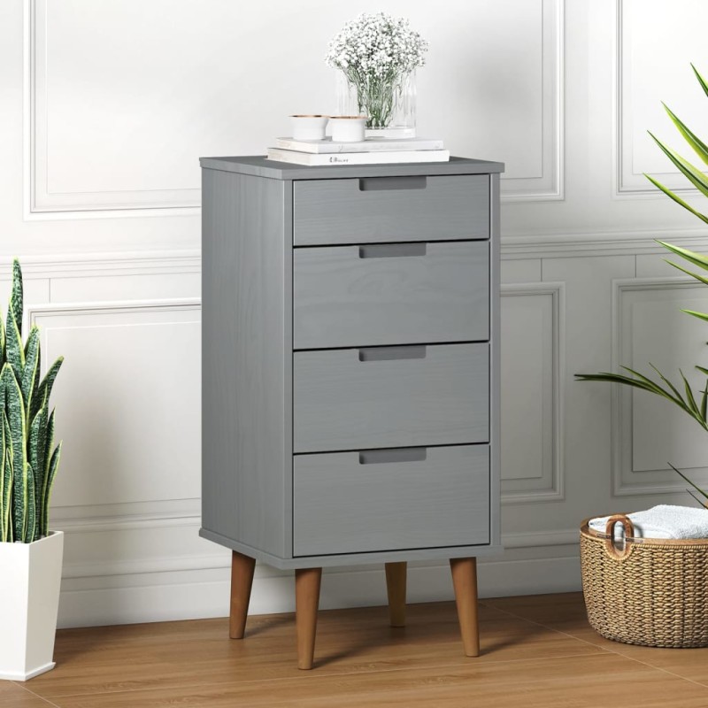 vidaXL Schubladenschrank MOLDE Grau 40x35x82 cm Massivholz Kiefer vidaXL Schubladenschrank MOLDE Grau 40x35x82 cm Massivholz Kiefer