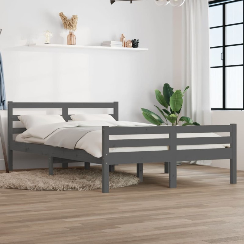 vidaXL Massivholzbett Grau 160x200 cm vidaXL Massivholzbett Grau 160x200 cm