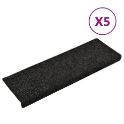 vidaXL Treppenmatten 5 Stk. Schwarz 65x21x4 cm Nadelvlies
