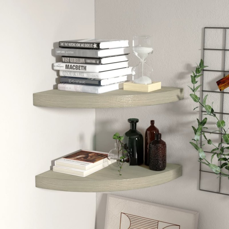 vidaXL Eck-Schweberegale 2 Stk. Eichefarben 35x35x3,8 cm MDF vidaXL Eck-Schweberegale 2 Stk. Eichefarben 35x35x3,8 cm MDF