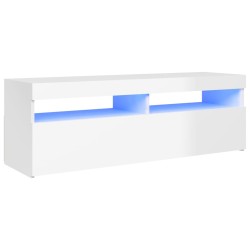 vidaXL TV-Schrank mit LED-Leuchten Hochglanz-Weiß 120x35x40 cm
