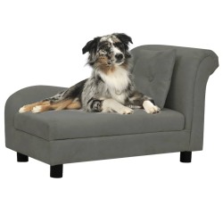 vidaXL Hundesofa mit Kissen Dunkelgrau 83x44x44 cm Plüsch  