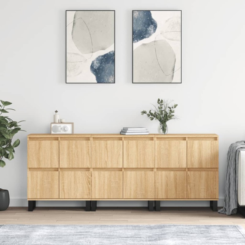 Sideboards 3 Stk. Sonoma-Eiche Holzwerkstoff Sideboards 3 Stk. Sonoma-Eiche Holzwerkstoff