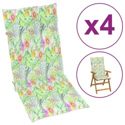 Gartenstuhlauflagen für Hochlehner 4Stk. Blattmuster 120x50x3cm