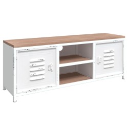 vidaXL TV-Schrank Weiß 110x30x40 cm Eisen und Massivholz Tanne