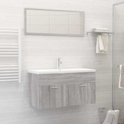 vidaXL 2-tlg. Badmöbel-Set Grau Sonoma Holzwerkstoff