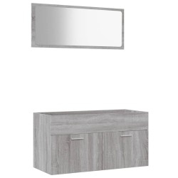 vidaXL 2-tlg. Badmöbel-Set Grau Sonoma Holzwerkstoff