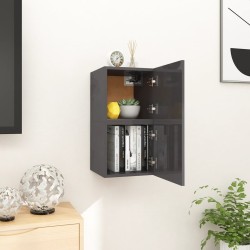 vidaXL TV-Wandschränke 2 Stk. Hochglanz-Grau 30,5x30x30 cm