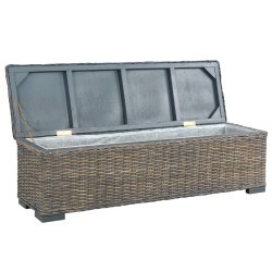 vidaXL Aufbewahrungsbox 120 cm Grau Kubu-Rattan und Massivholz Mango 