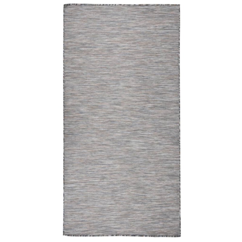 vidaXL Outdoor-Teppich Flachgewebe 100x200 cm Braun und Blau vidaXL Outdoor-Teppich Flachgewebe 100x200 cm Braun und Blau