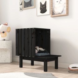 vidaXL Katzenhaus Schwarz 60x36x60 cm Massivholz Kiefer